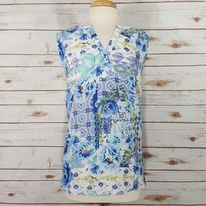 Dalia | Summer Floral Sleeveless Blouse Tank Top